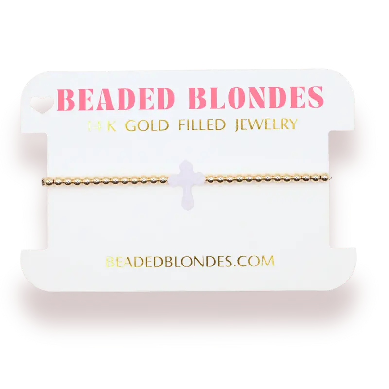 Lilac Cross Bracelet on Gold