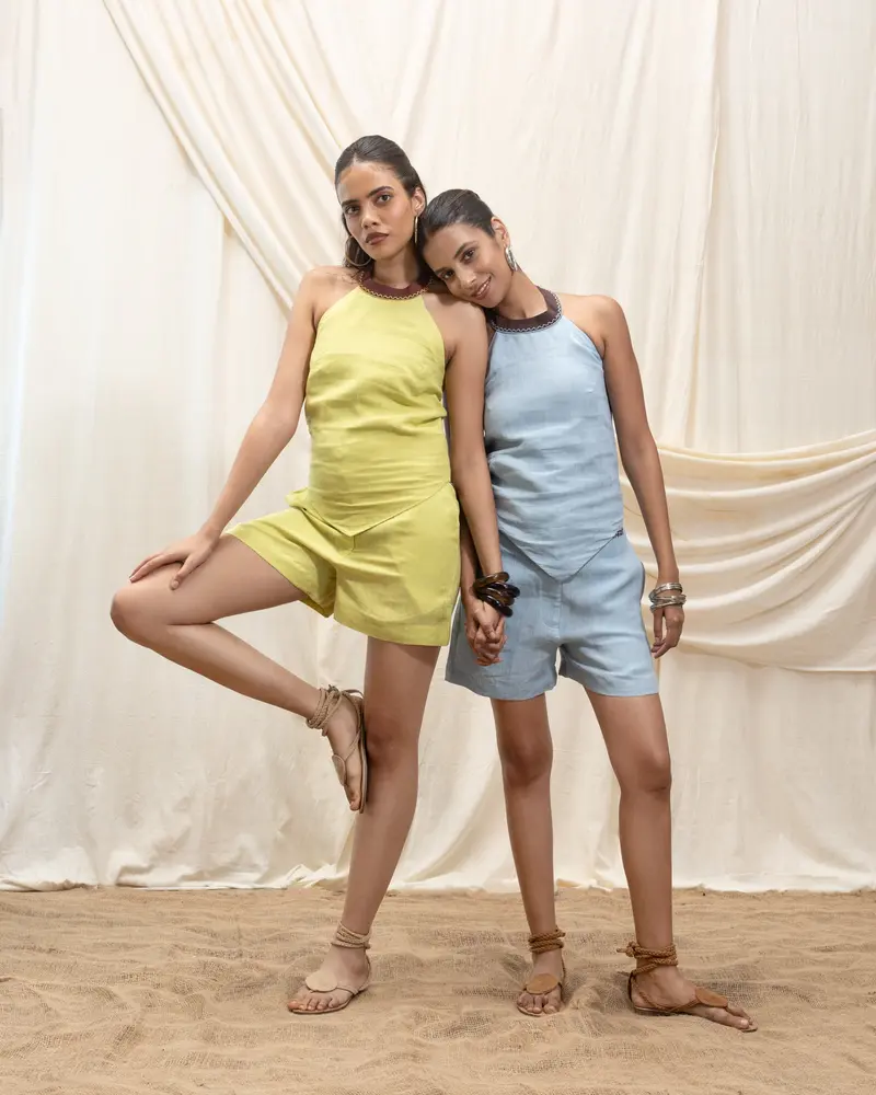 Linen halter top and shorts set