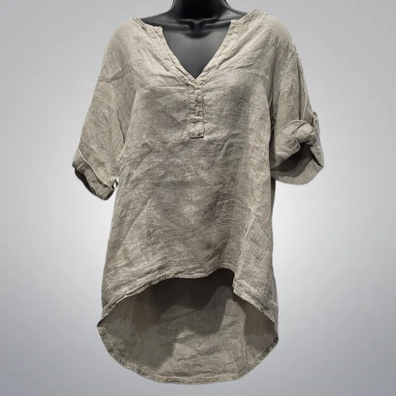 Linen Top With Rolled Sleeves