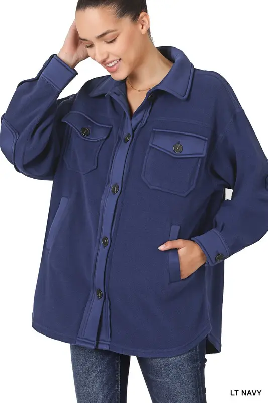 Living Free Shacket- Navy
