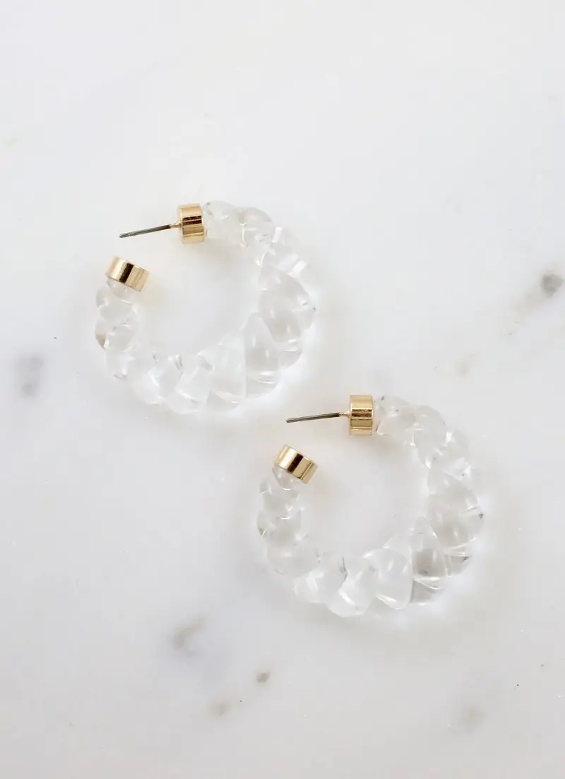 Louise Twisted Resin Hoop Earring Clear