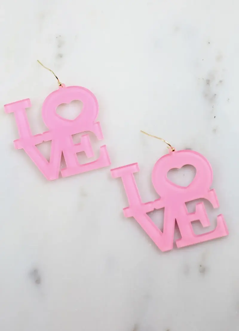 Love Acrylic Earring Pink