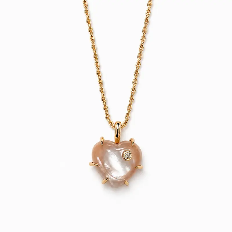 Lover Heart Charm Necklace in Pink Shell