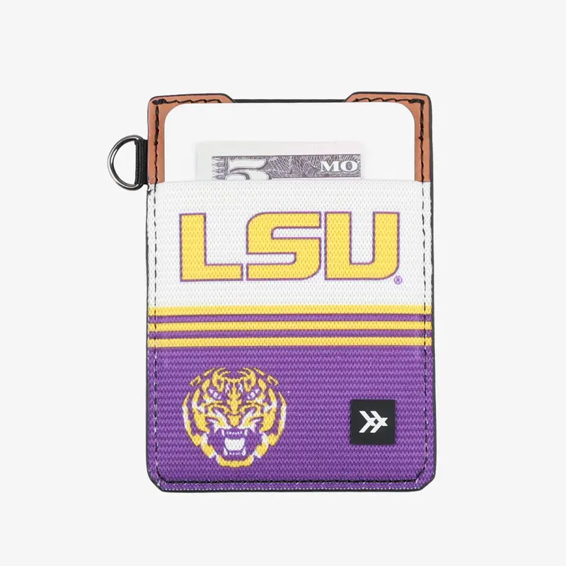 LSU White - Vertical Leather Wallet