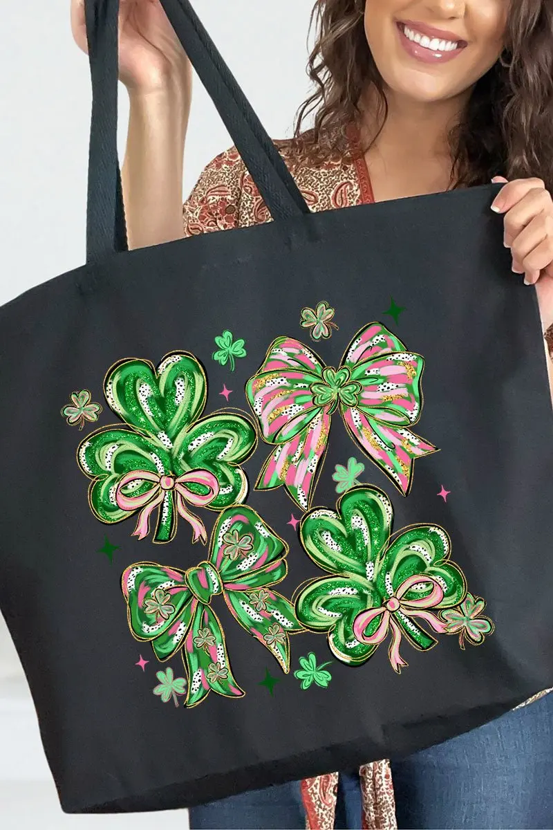 Lucky Luxe Bows Canvas Jumbo Tote