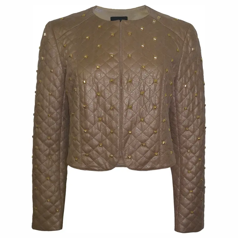 Lush Quilted Vegan Leather Studded Jacket