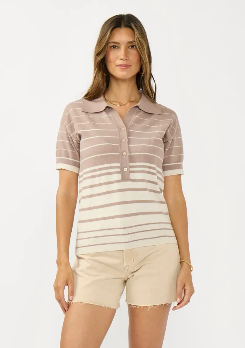Madison Striped Polo Sweater