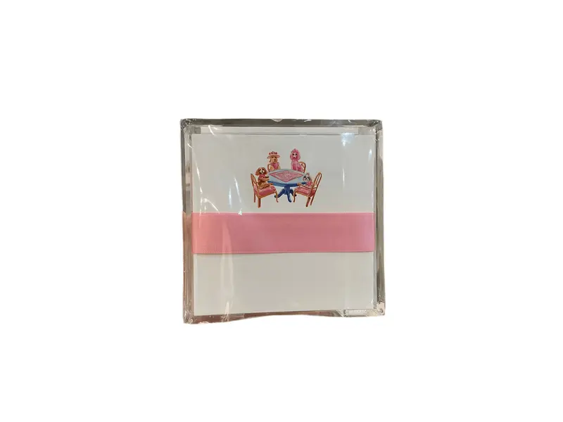 Mahjong Dogs Playing Desk Set