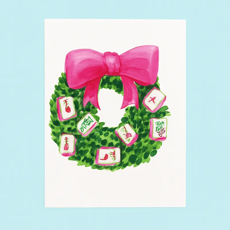 Mahjong Wreath Greeting Card