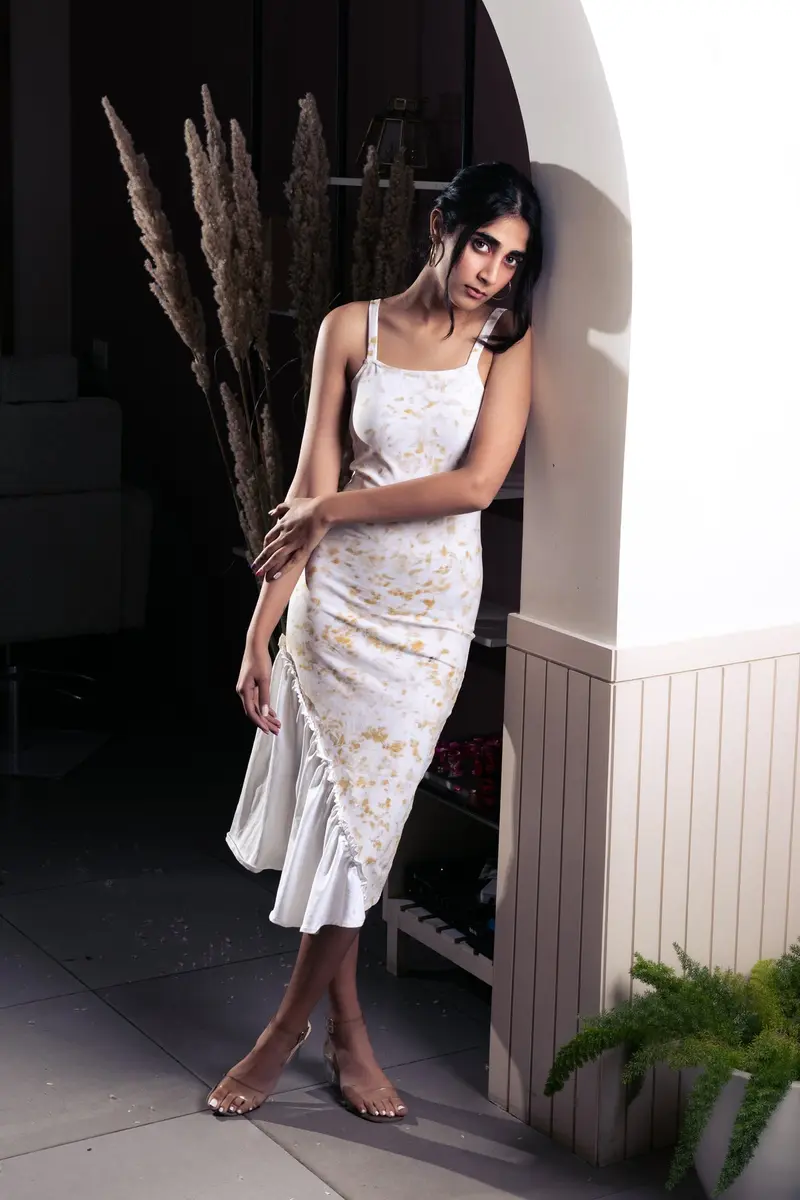 Marigold Eco Print Midi Dress