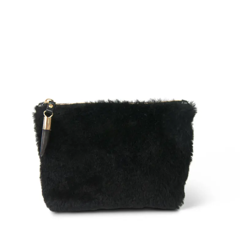 Marlborough Cosmetic Pouch - Black Shearling
