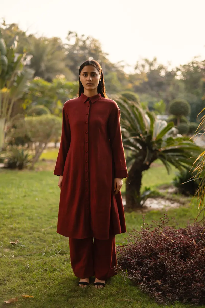 Maroon Merino Wool Aleeza Set