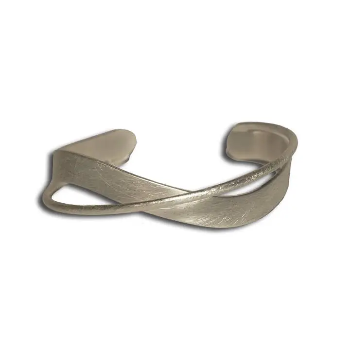 Matte Brushed Swirl All Occasions Cuff Bracelet - Silver