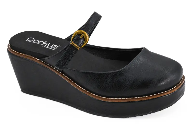 Me Time Black Wedges by Corkys
