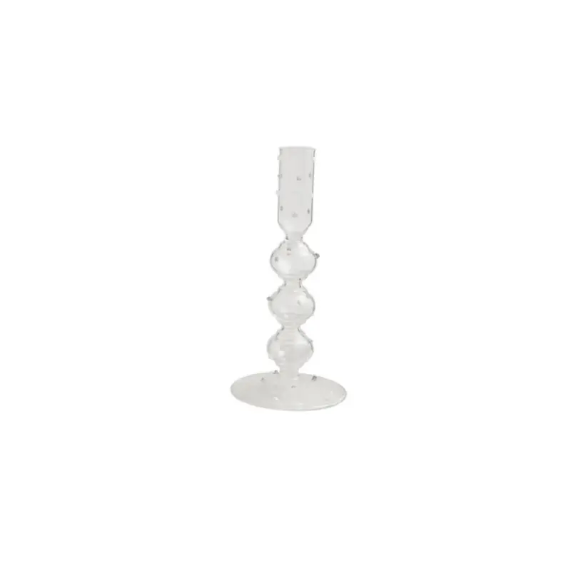 Med Glass Dot Candlestick Holder