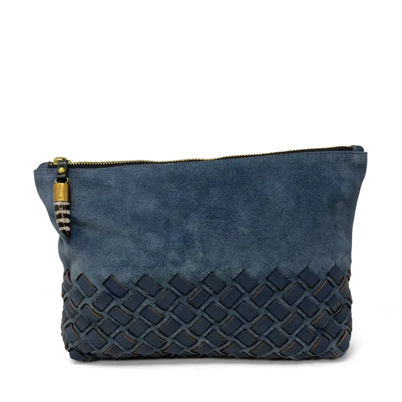Medium Pouch - Steel Blue Crossweave