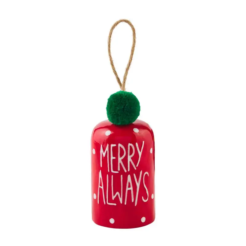 Merry Always Ceramic Bell Ornament by Mudpie