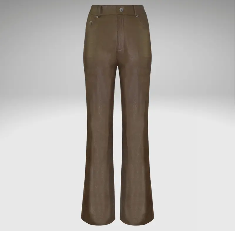 Metallic Bronze Vegan Leather Jeans