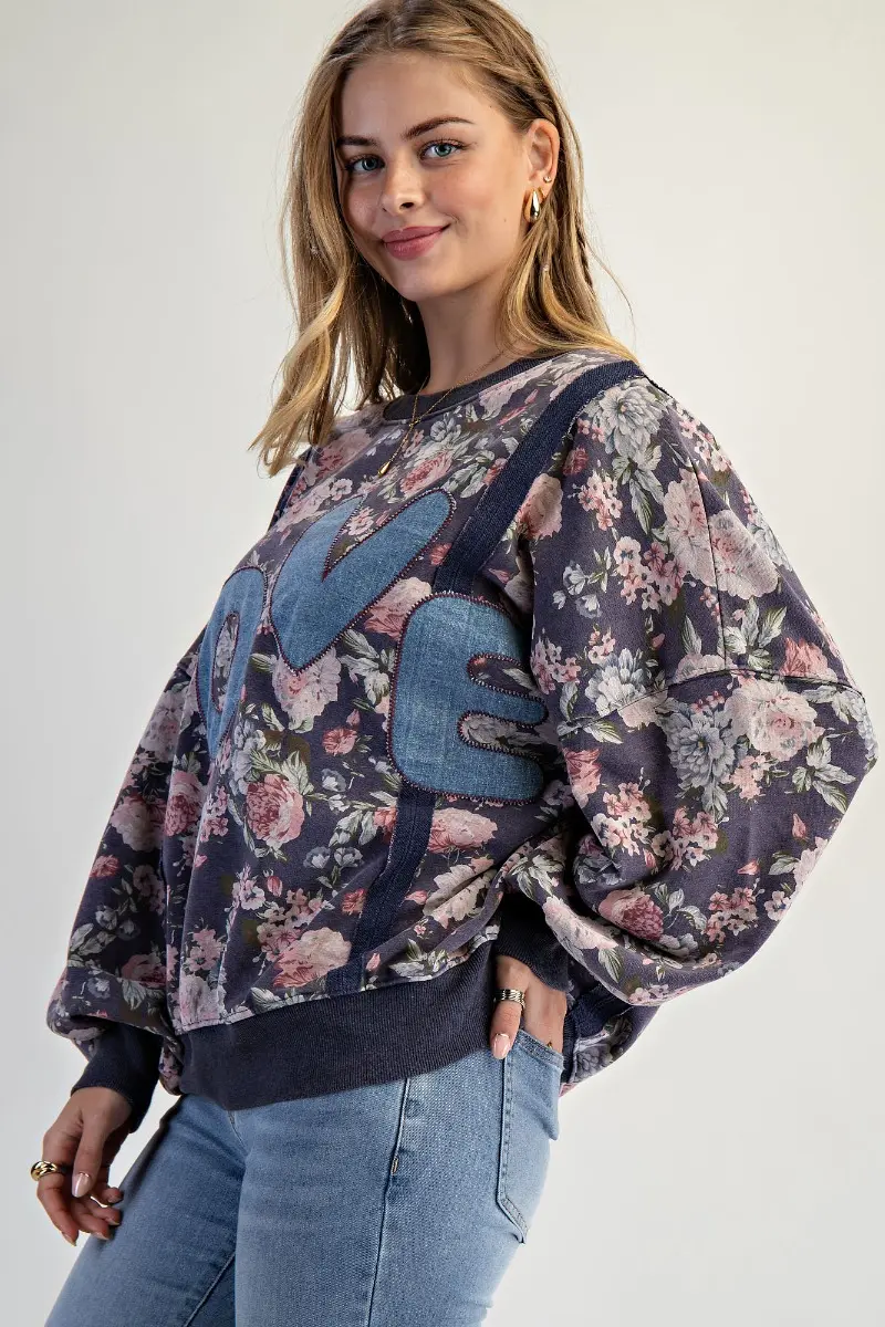 Midnight Blue Floral Pullover - Pre-Order