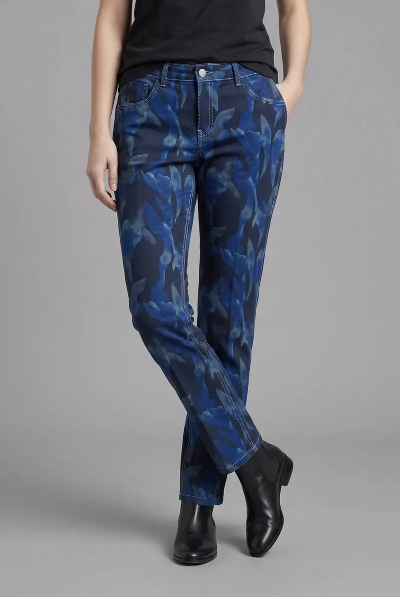 Midnight Blue Print On Denim Reversible Jeans