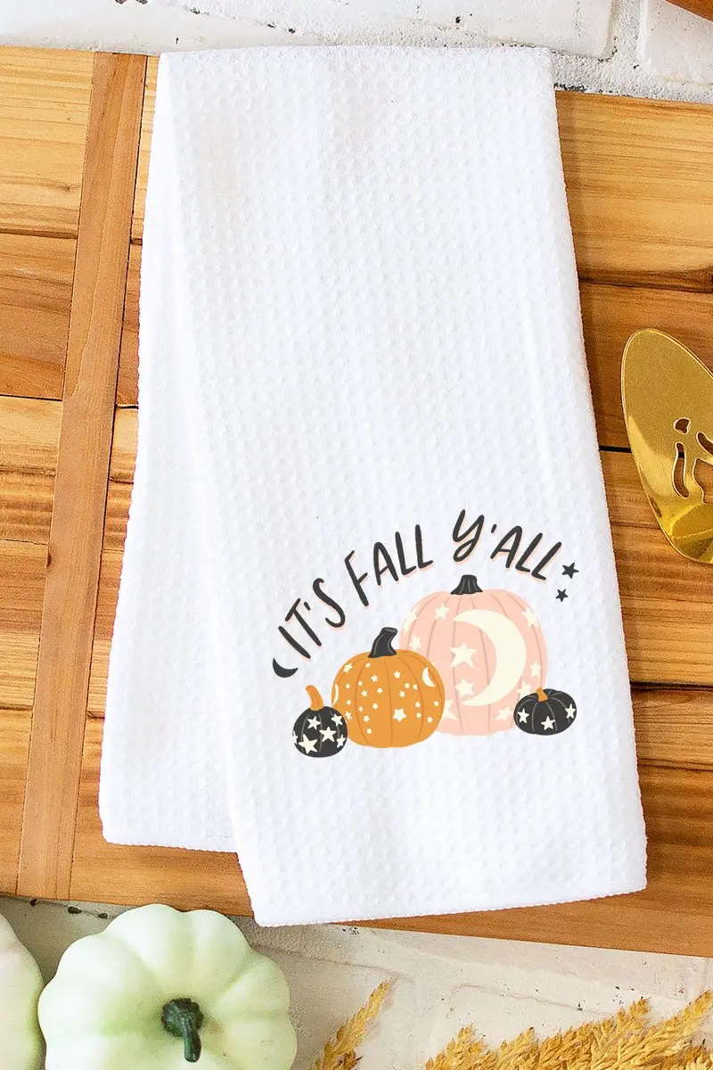 Midnight It's Fall Y'all Waffle Kitchen Towel