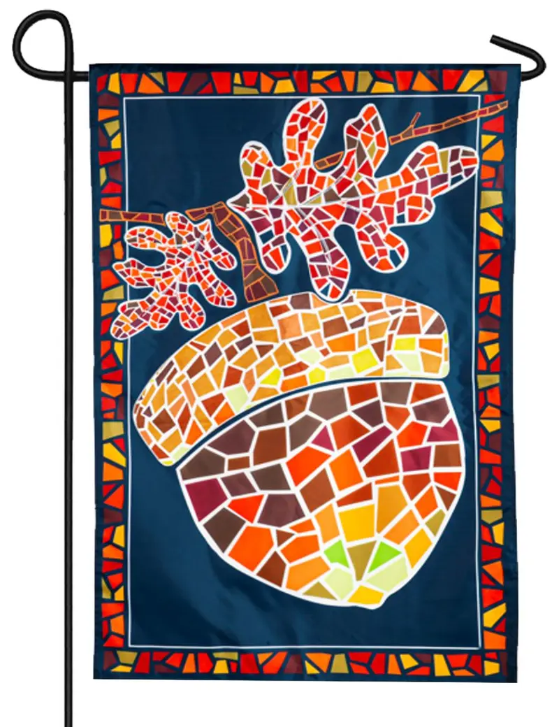 Mosaic Acorn Appliqued Garden Flag