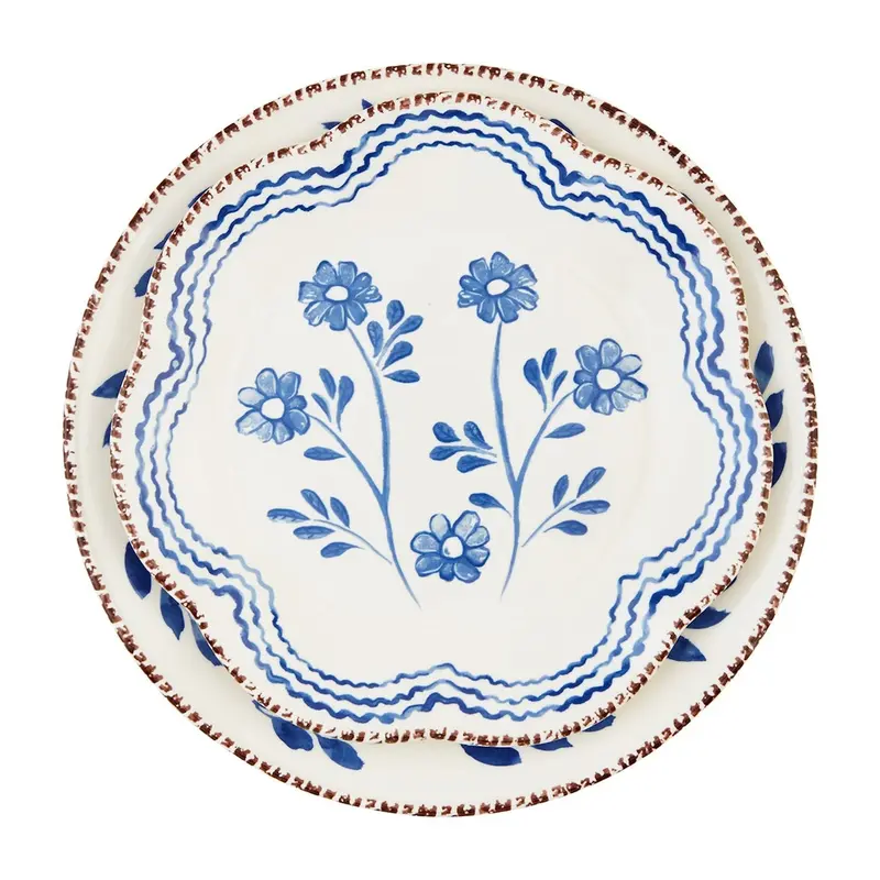 Mud Pie Blue Floral Platter