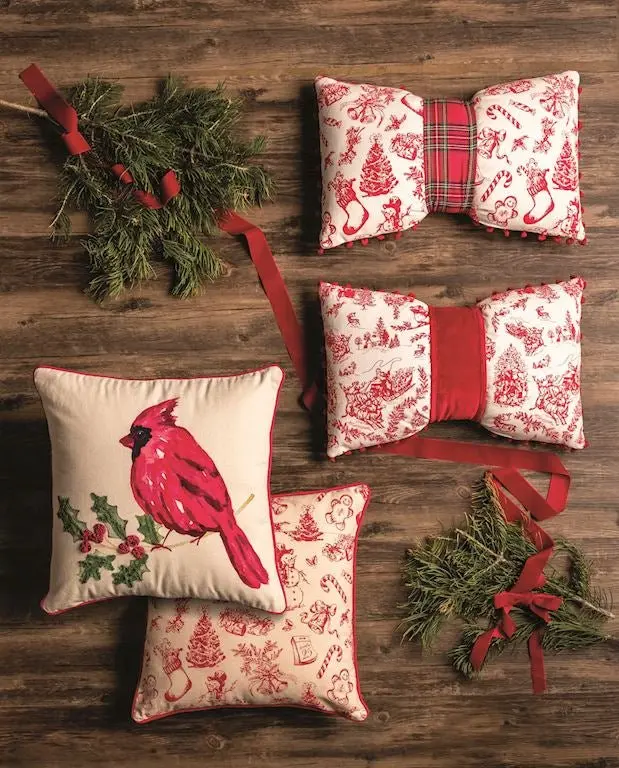Mud Pie Cardinal Christmas Throw Pillow