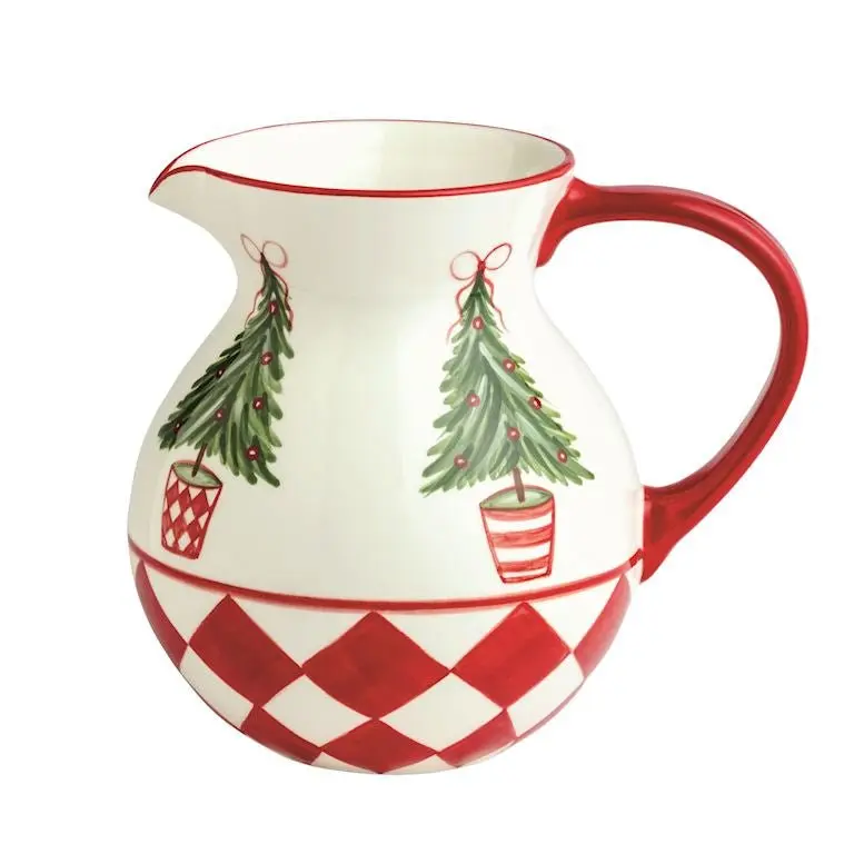 Mud Pie Checkered Tree Pitcher – Christmas Serving Pitcher