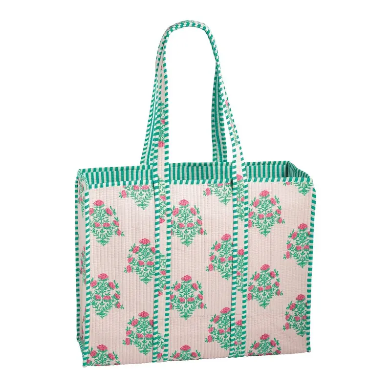 Mud Pie Dahlia Block Print Tote