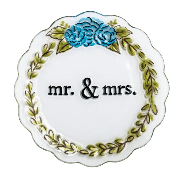 Mud Pie Glass Ruffle Mr & Mrs Platter