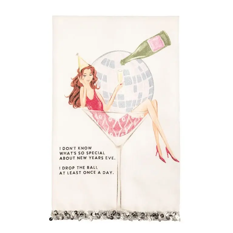 Mud Pie NYE Glitter Kitchen Towel - Choose Your Style