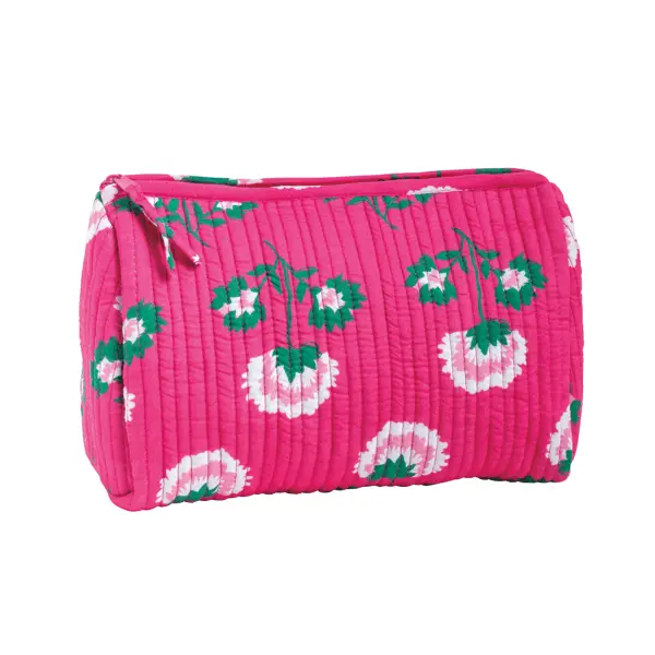 Mud Pie Peony Block Quilted Cosmetic Case