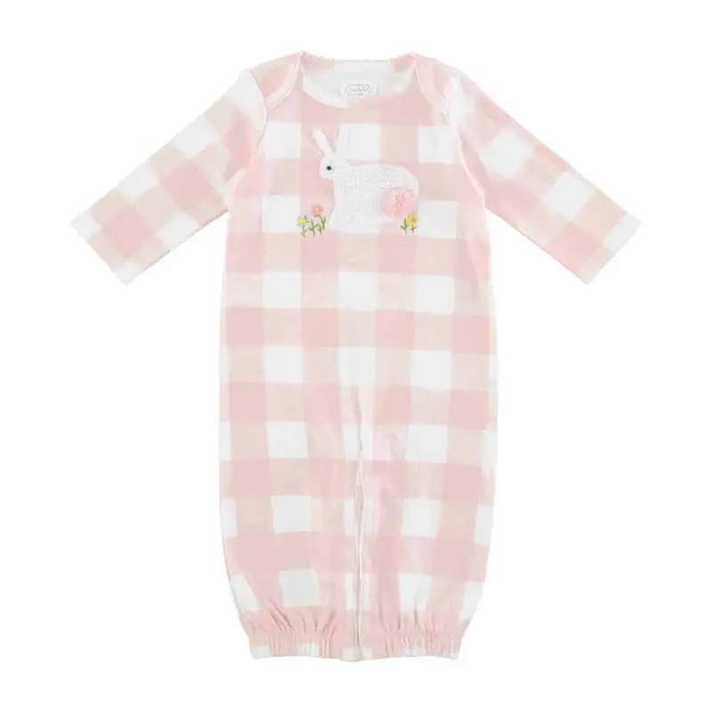 Mud Pie Pink Crochet Bunny Sleeper Gown Easter
