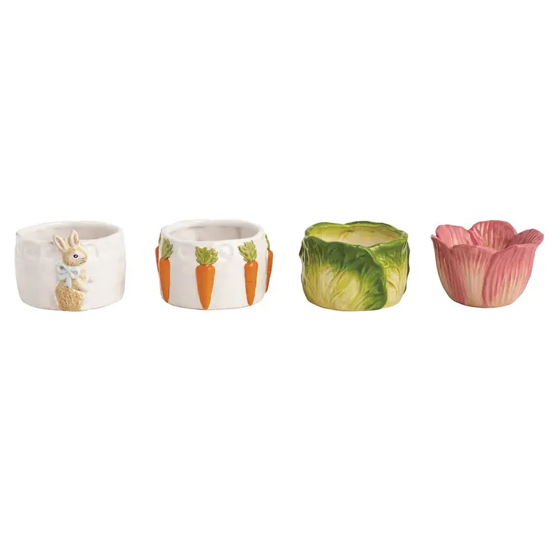 Mud Pie Spring Easter Tidbit Dishes – Bunny, Carrot, Cabbage & Tulip Spring Decor