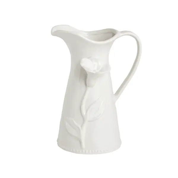 Mud Pie White Flower Pitcher
