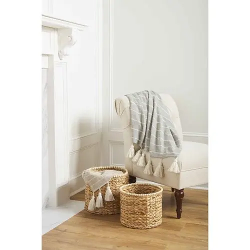 Mudpie Hyacinth Beaded Basket Set
