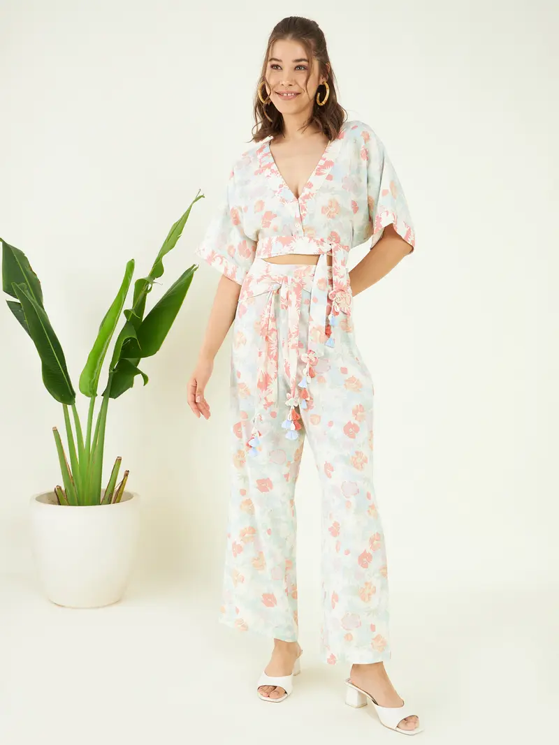 Multicolor Cotton Muslin Printed Co-ord Set