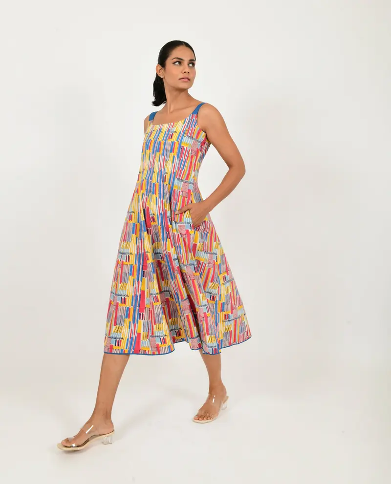 Multicolor Linen Dress