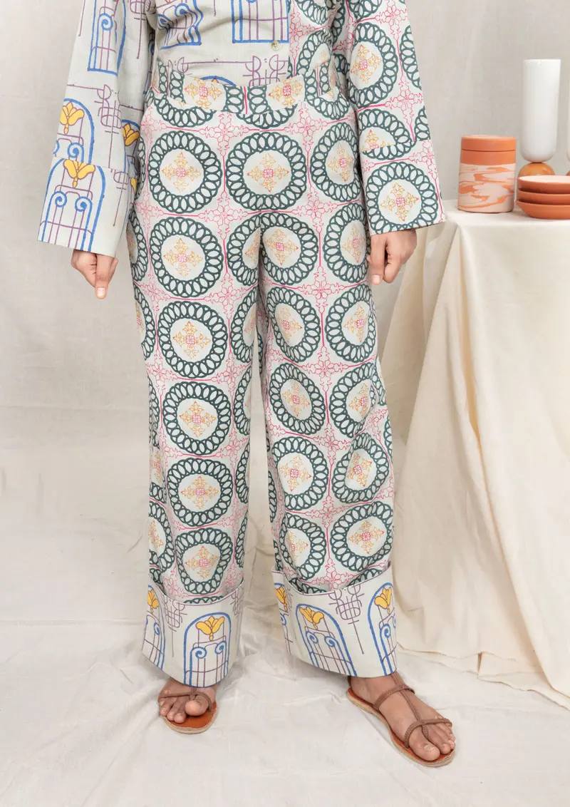 Multicolor Wide Color Pants