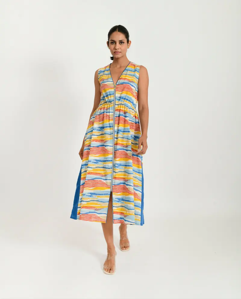 Multicolor Zipped Dress