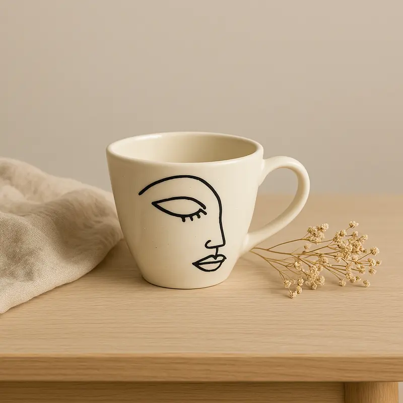 Muse in Clay – Handcrafted Line Art Cup