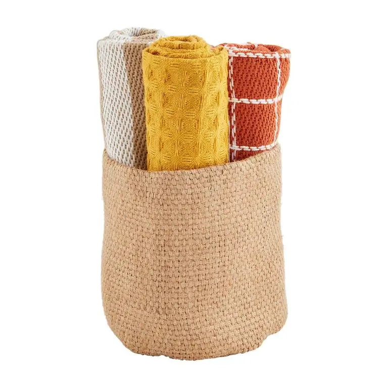 Mustard Jute Basket Towel Set by Mudpie