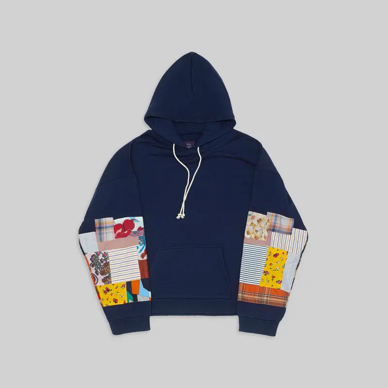 Navy Patchwork Hoodie