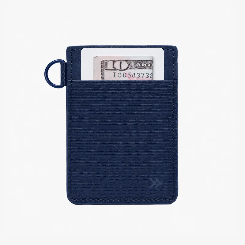 Navy - Vertical Leather Wallet