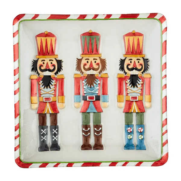 Nutcracker Glass Platter by Mudpie