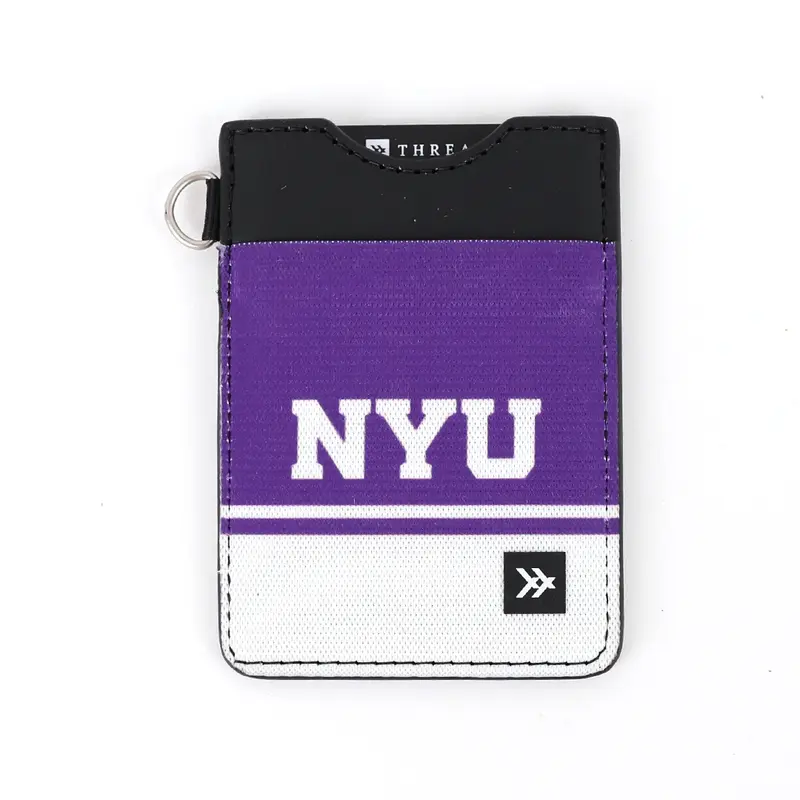 NYU Purple - Vertical Leather Wallet