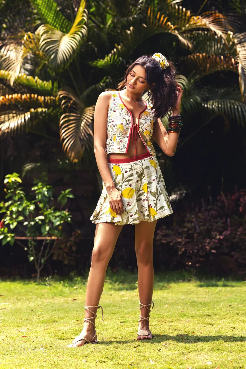 Off-White Floral Prints Skirt