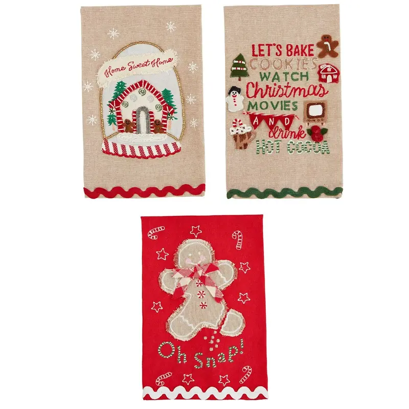 Oh Snap Gingerbread Embroidery Towel by Mudpie