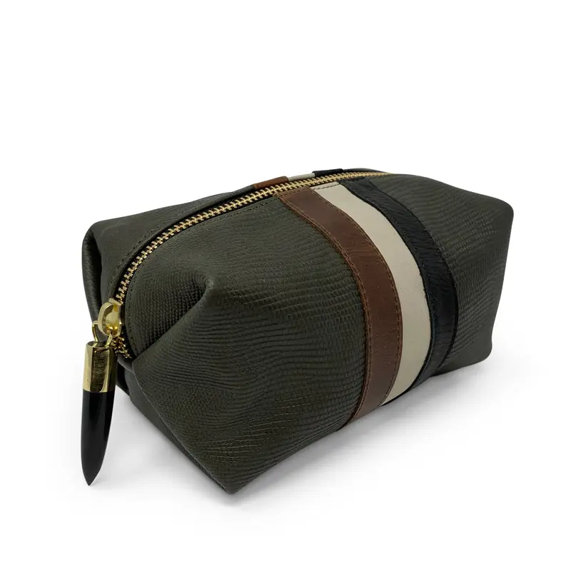 Olive Petite Lizard Cosmetic Case